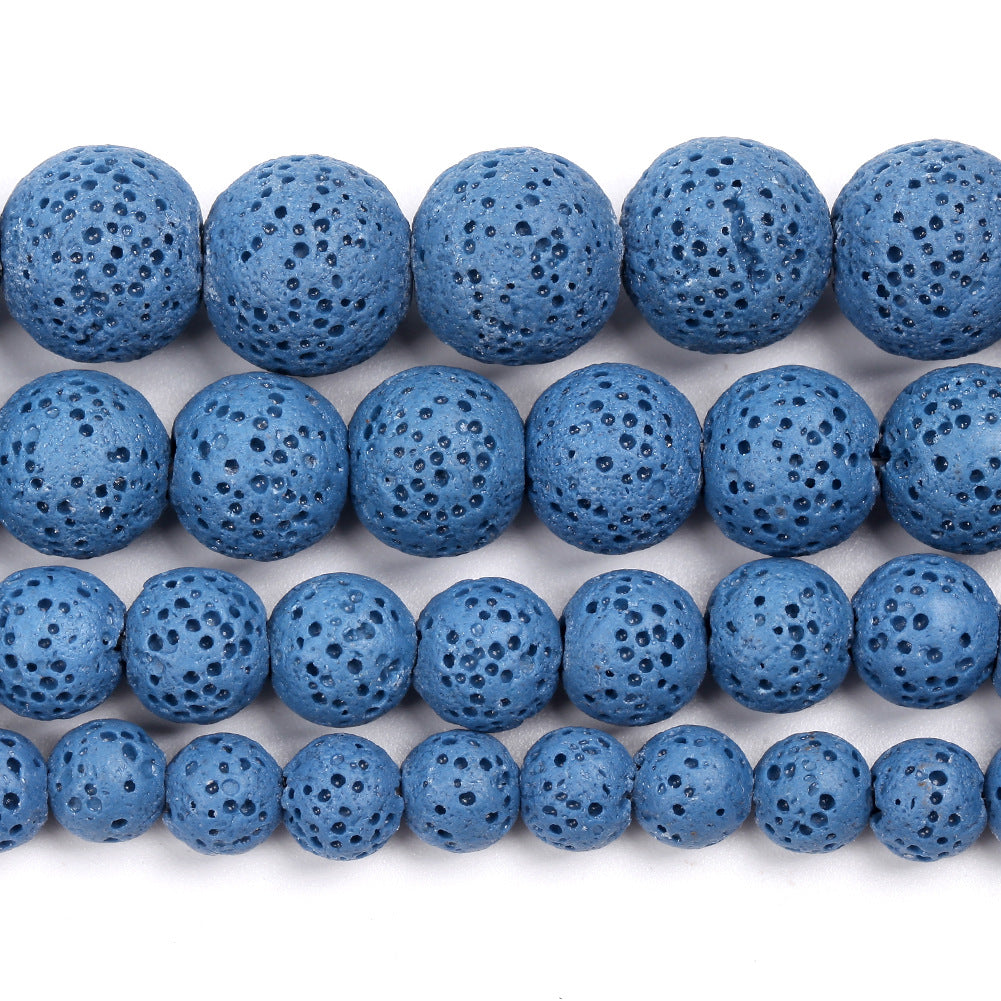Lava, belagt lavasten, naturlig ædelsten, rund afstandsstykke 4mm 6mm 8mm 10mm 15''