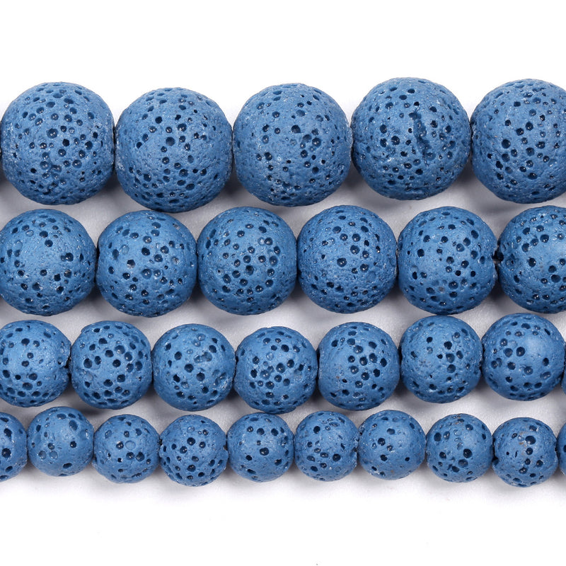 Perles de lave bleues 6 mm 8 mm 10 mm 12 mm 15''