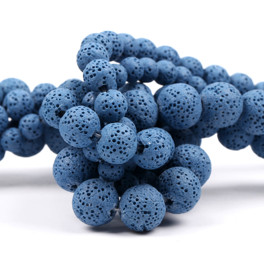 Perles de lave bleues 6 mm 8 mm 10 mm 12 mm 15''