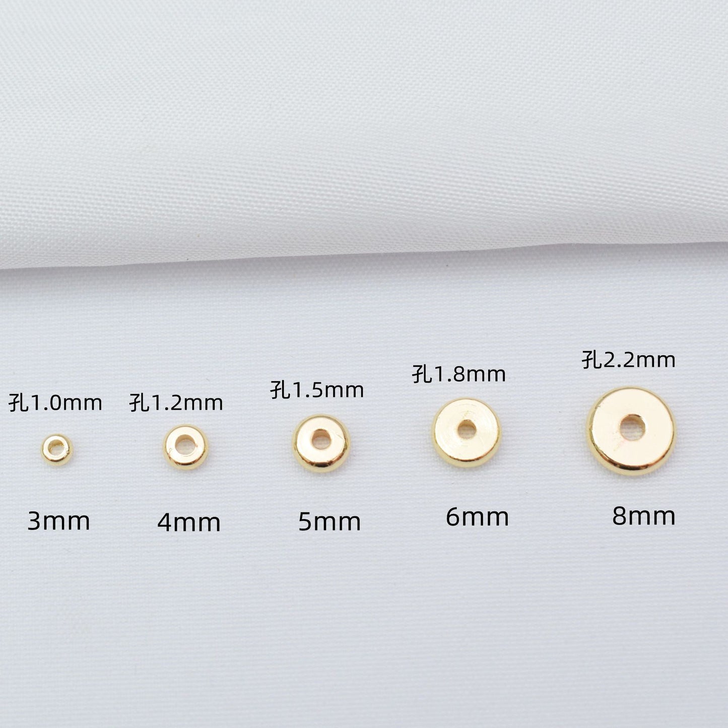 Guld, rosa guld Rondelle afstandsstykke, 1x4,5 mm kobber metal afstandsstykke til smykkefremstilling, smykkefinding 100 stk.