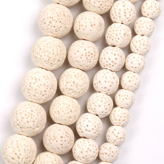 White Lava Beads 6mm 8mm 10mm 12mm 15''