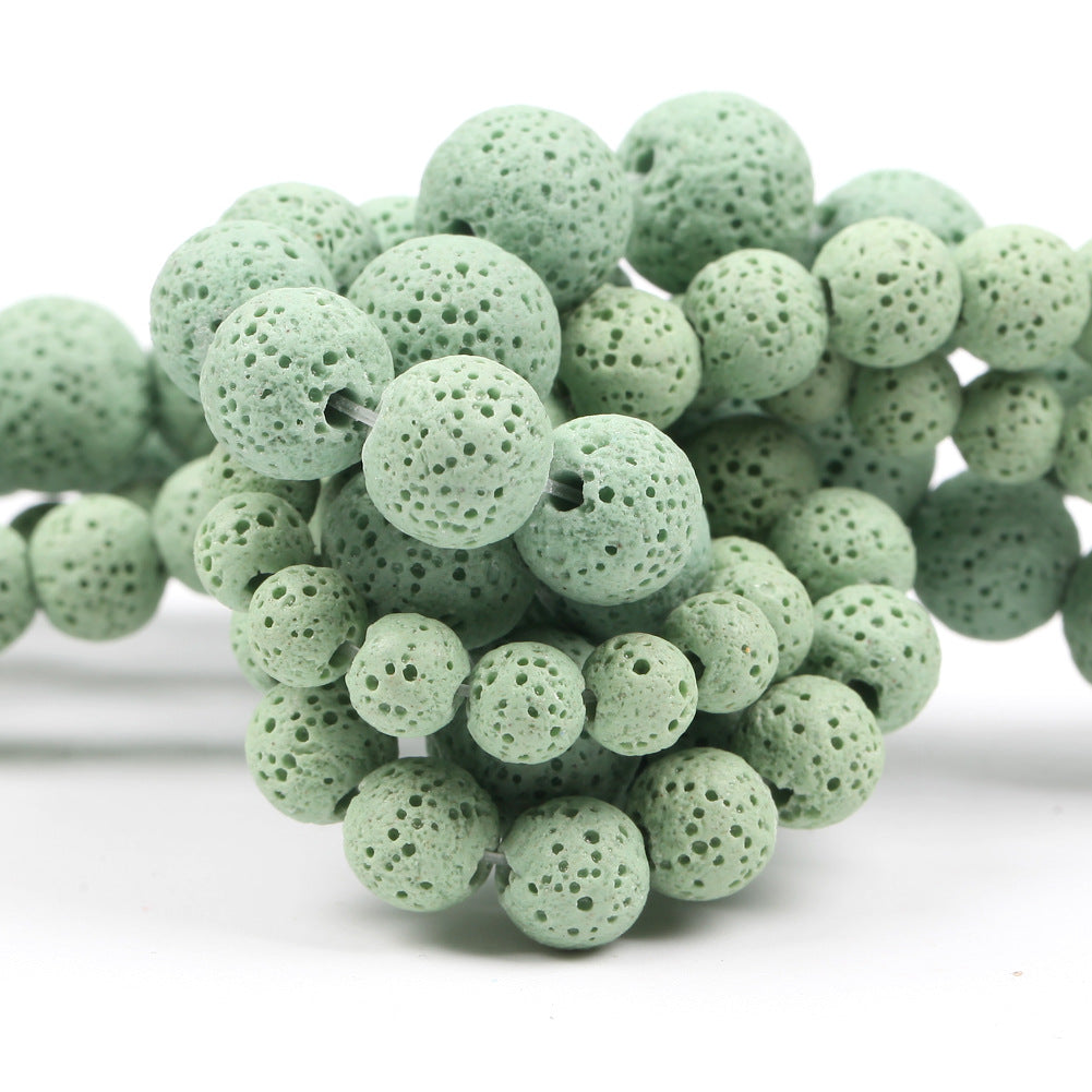 Perles de lave vertes 6 mm 8 mm 10 mm 12 mm 15''