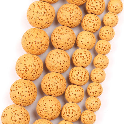 Yellow Lava Beads 6mm 8mm 10mm 12mm 15''