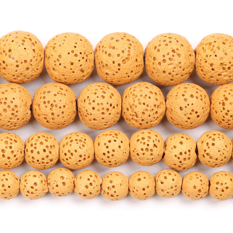 Perles de lave jaunes 6 mm 8 mm 10 mm 12 mm 15''