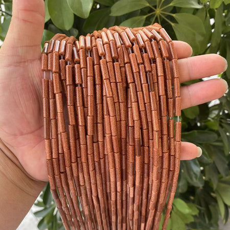 Gold Sandstone Tube Beads 4x13mm