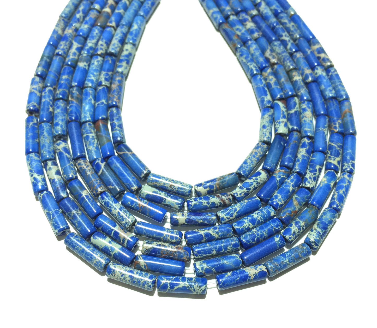 4x13mm Dark Blue Impression Jasper Tube Beads 15''