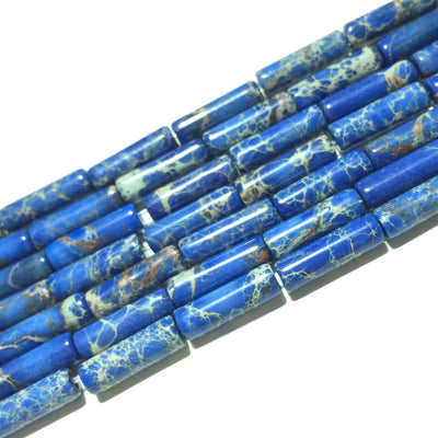 4x13mm Dark Blue Impression Jasper Tube Beads 15''