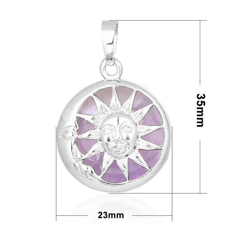 Sun Pendant Necklace Stone Pendant Necklace 18''