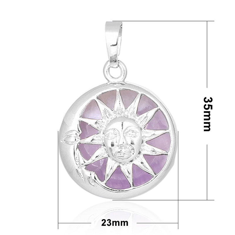 Sun Pendant Necklace Stone Pendant Necklace 18''