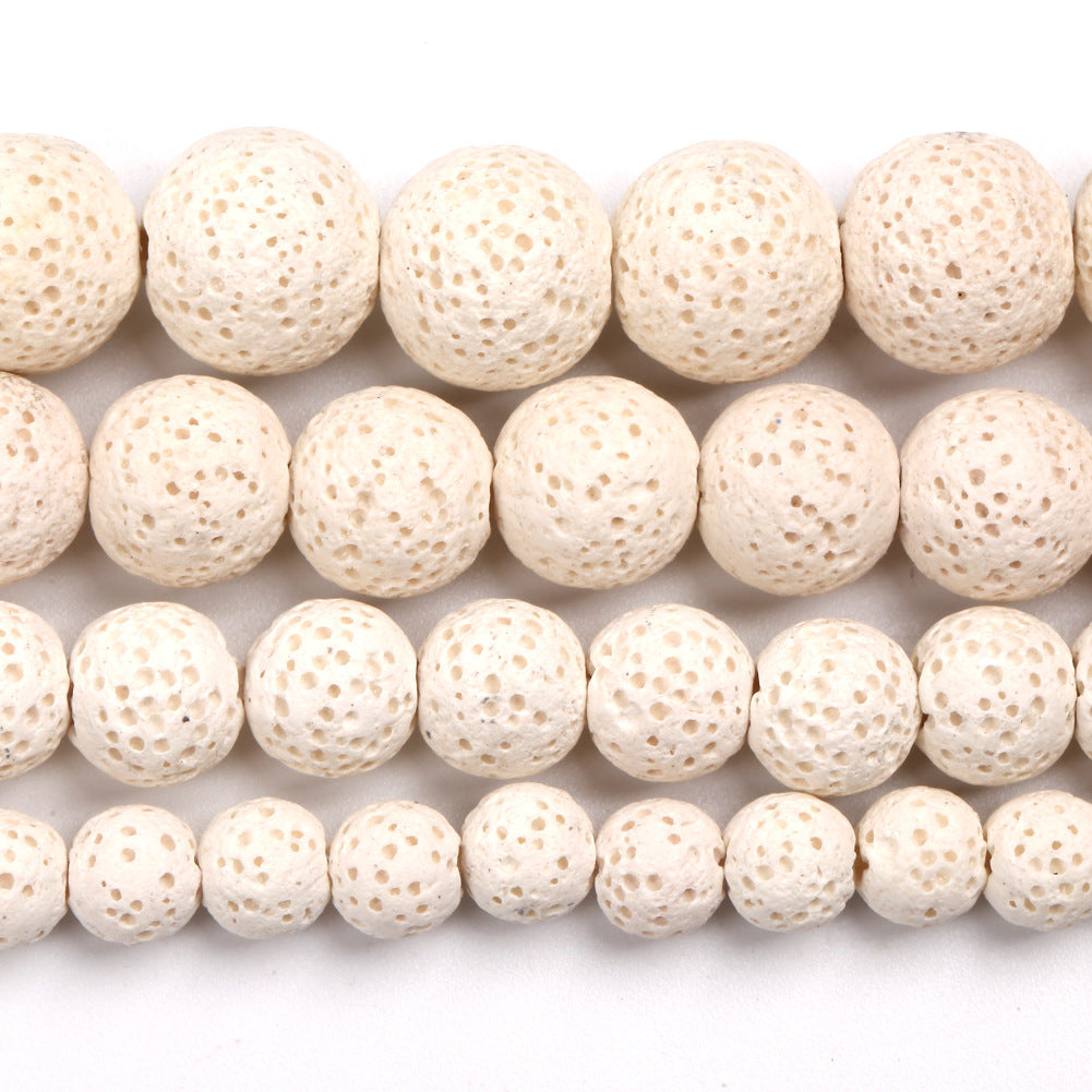 White Lava Beads 6mm 8mm 10mm 12mm 15''