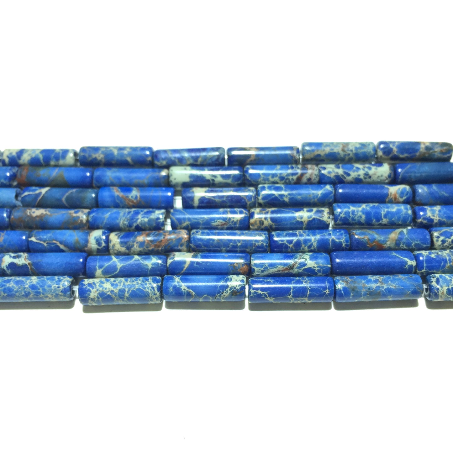 4x13mm Dark Blue Impression Jasper Tube Beads 15''