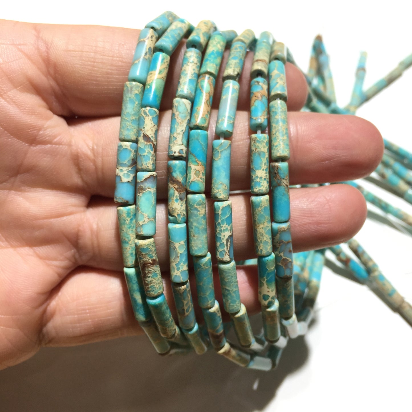 4x13mm Blue Impression Jasper Tube Beads 15''