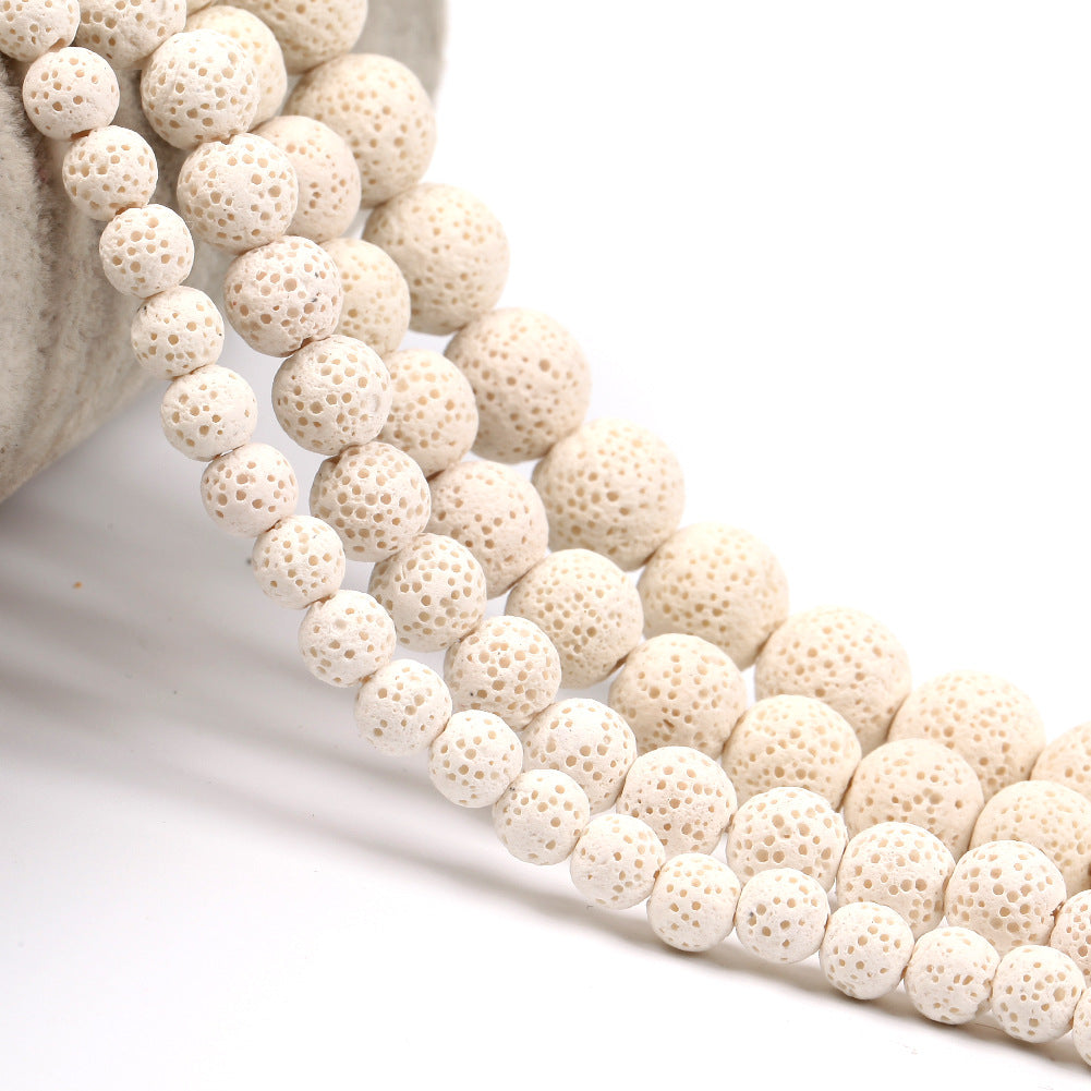 White Lava Beads 6mm 8mm 10mm 12mm 15''