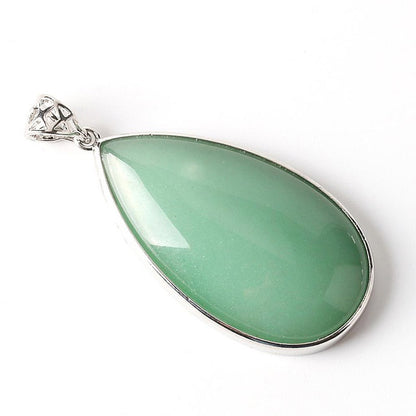 Stone Teardrop Pendant Necklace 18''