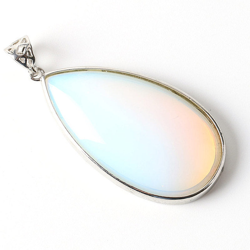 Stone Teardrop Pendant Necklace 18''
