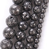Perles de pierre de lave plaquées noires 4 mm 6 mm 8 mm 10 mm 15''