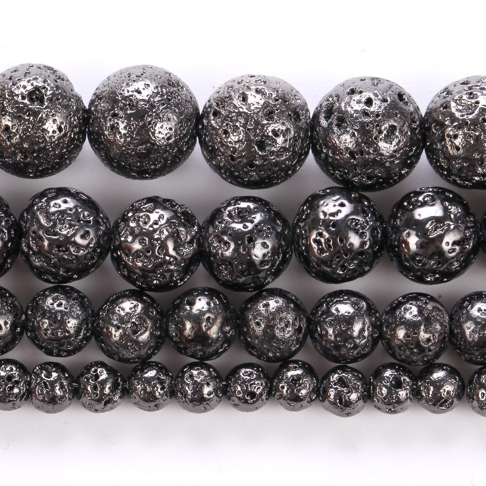 Black Plated Lava Stone Beads 4mm 6mm 8mm 10mm 15''