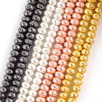 Guldbelagt lava, naturlig ædelsten, rund lavasten, 4 mm 6 mm 8 mm 10 mm 15''