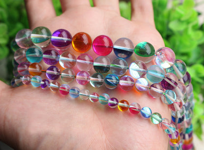 Rainbow Glass Beads 6mm 8mm 10mm 12mm 15''