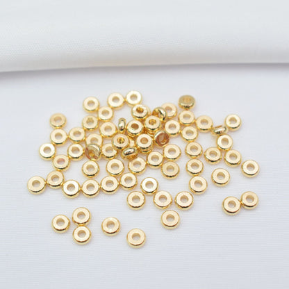 Guld, rosa guld Rondelle afstandsstykke, 1x4,5 mm kobber metal afstandsstykke til smykkefremstilling, smykkefinding 100 stk.