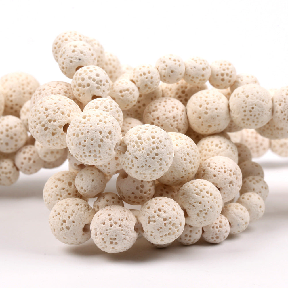 White Lava Beads 6mm 8mm 10mm 12mm 15''