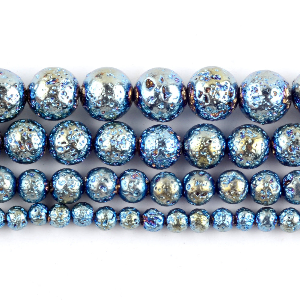 Blue Plated Lava Stone Beads 4mm 6mm 8mm 10mm 15''