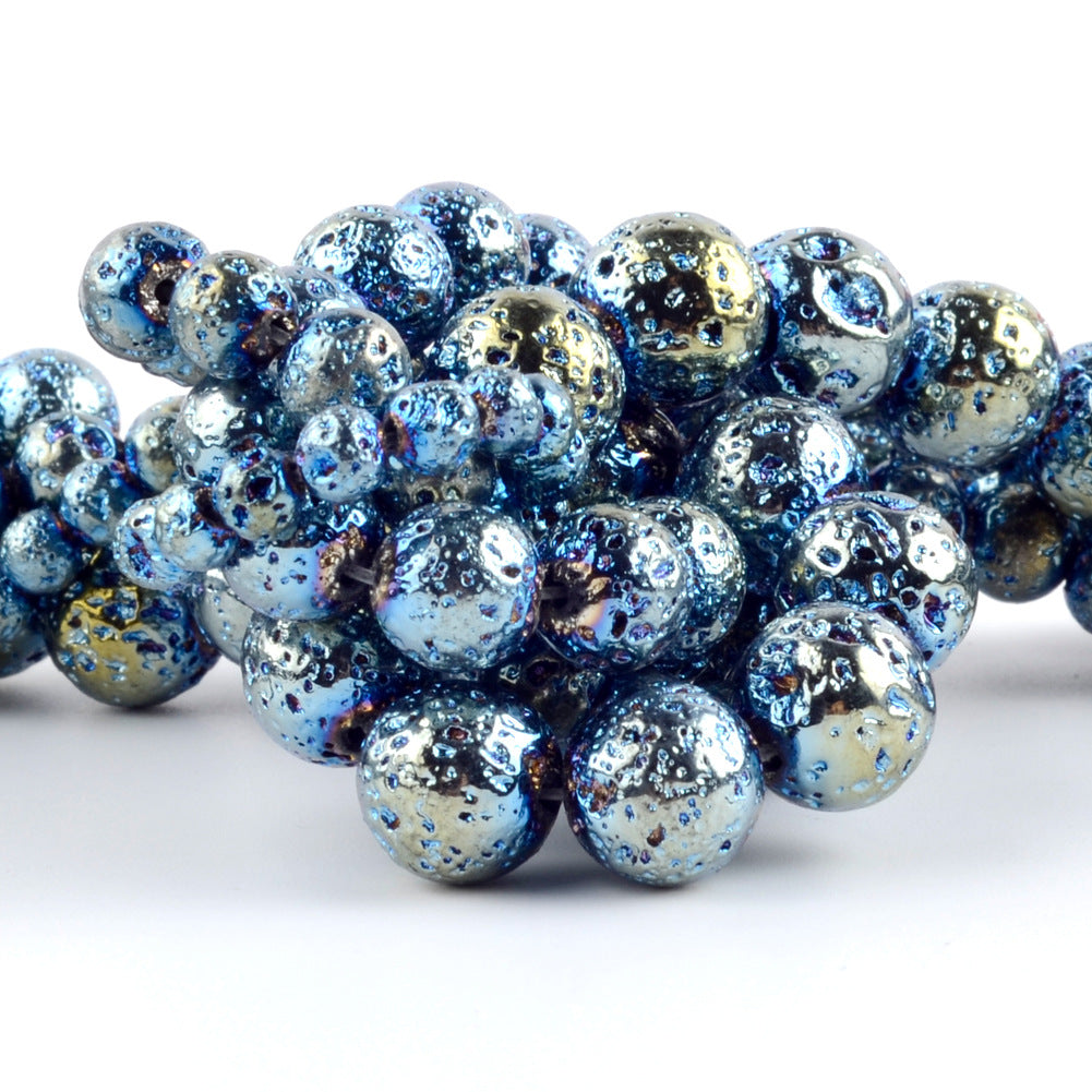 Blue Plated Lava Stone Beads 4mm 6mm 8mm 10mm 15''