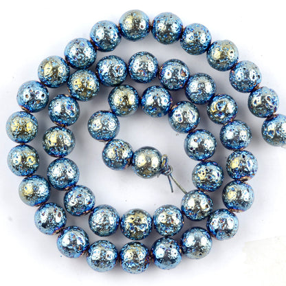 Blue Plated Lava Stone Beads 4mm 6mm 8mm 10mm 15''
