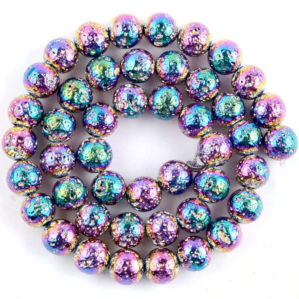Rainbow Plated Lava Stone Beads 4mm 6mm 8mm 10mm 15''