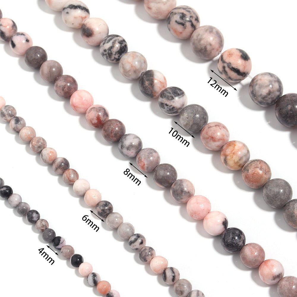 Pink Zebra Jaspis mat, naturlig ædelsten, rund frostet til smykkefremstilling 4 mm 6 mm 8 mm 10 mm 12 mm 15''
