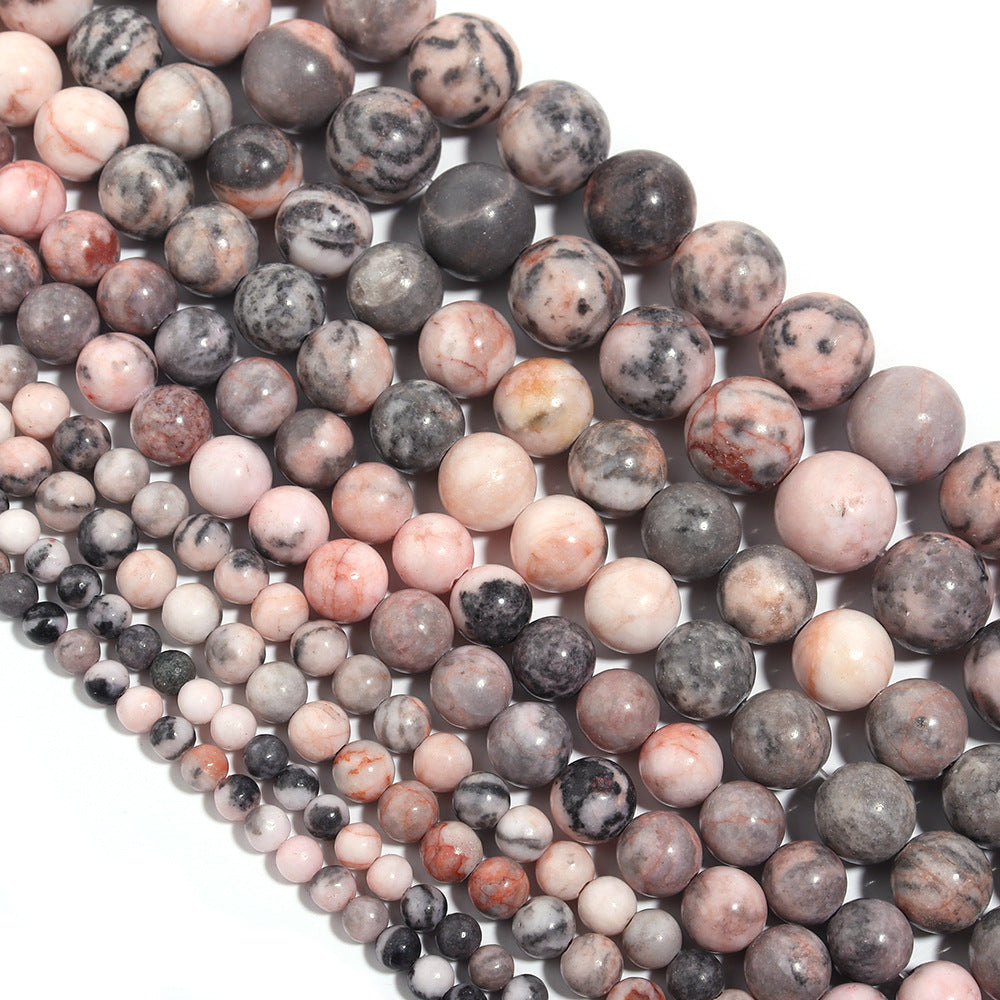 Pink Zebra Jaspis mat, naturlig ædelsten, rund frostet til smykkefremstilling 4 mm 6 mm 8 mm 10 mm 12 mm 15''