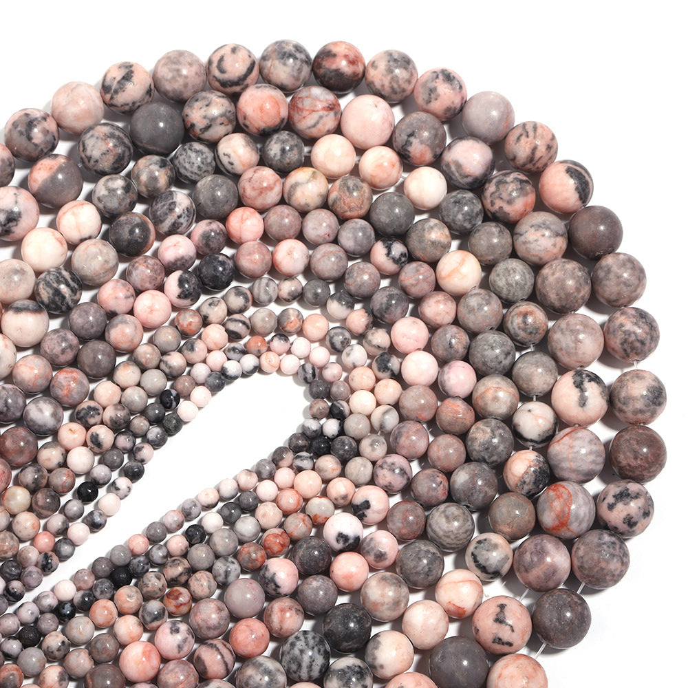 Pink Zebra Jaspis mat, naturlig ædelsten, rund frostet til smykkefremstilling 4 mm 6 mm 8 mm 10 mm 12 mm 15''