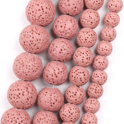 Lava, belagt lavasten, naturlig ædelsten, rund afstandsstykke 4mm 6mm 8mm 10mm 15''