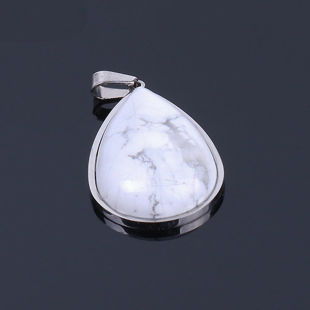 Crystal Quartz Stone Teardrop Pendant Necklace Jewelry 18''