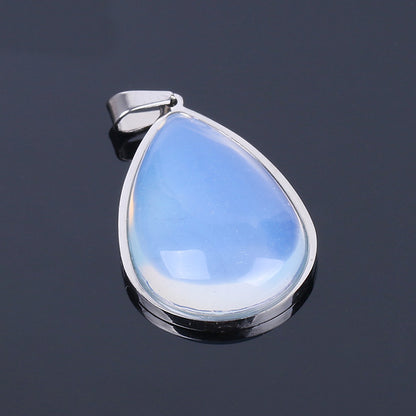 Crystal Quartz Stone Teardrop Pendant Necklace Jewelry 18''