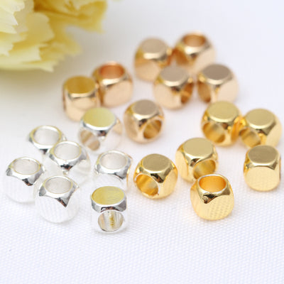 Gold Silver Plated Copper Cube Beads 2mm 3mm 4mm 5mm 100pcs