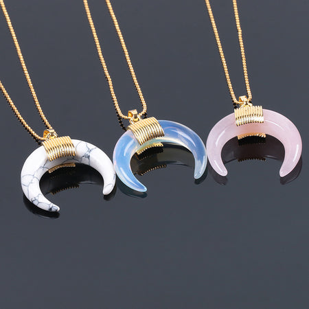 Gold Moon Pendant Necklace 18''