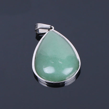 Crystal Quartz Stone Teardrop Pendant Necklace Jewelry 18''