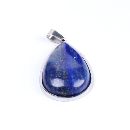 Crystal Quartz Stone Teardrop Pendant Necklace Jewelry 18''