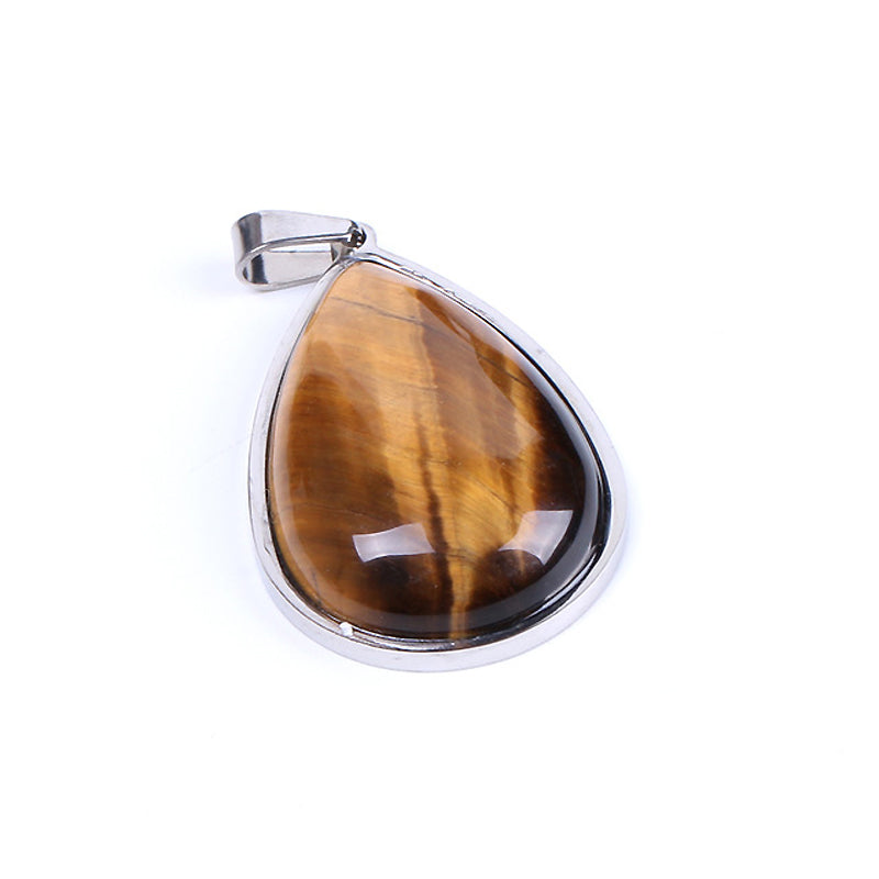 Crystal Quartz Stone Teardrop Pendant Necklace Jewelry 18''
