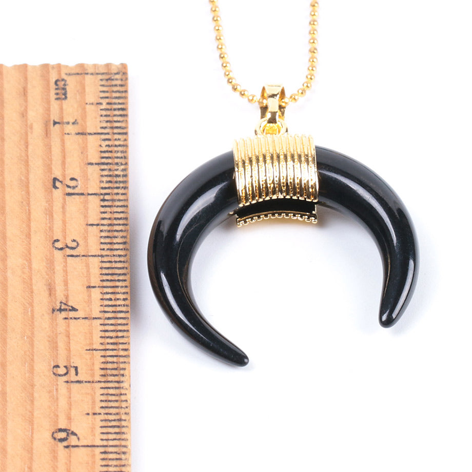 Gold Moon Pendant halskæde til kvinder, Crystal, Onyx, Tiger Eye Stone Pendant halskæde 18''