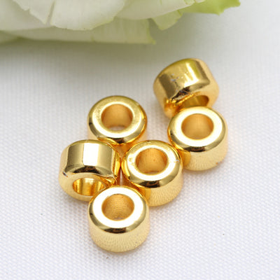 Gold Silver Plated Copper Barrel Beads 6mm 7mm 50pcs