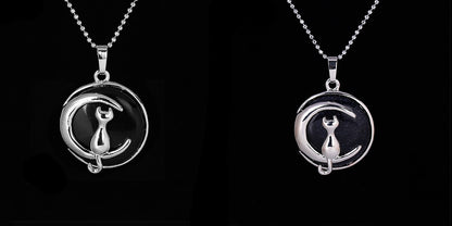 Natursten Krystal Vedhæng Halskæde Cat on Moon Pendant 18''