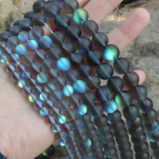 Gray Glass Matte Beads 6mm 8mm 10mm 12mm 15''