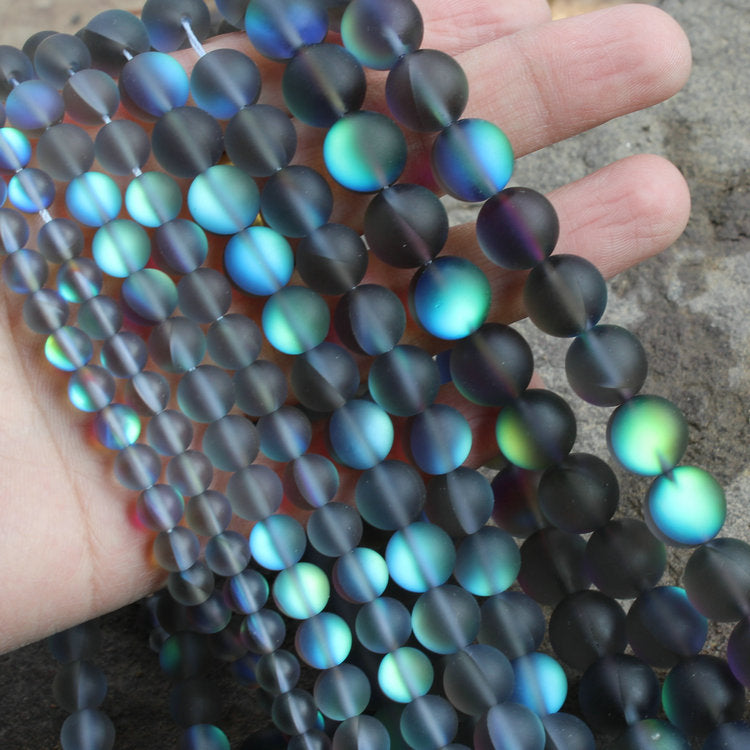 Gray Glass Matte Beads 6mm 8mm 10mm 12mm 15''