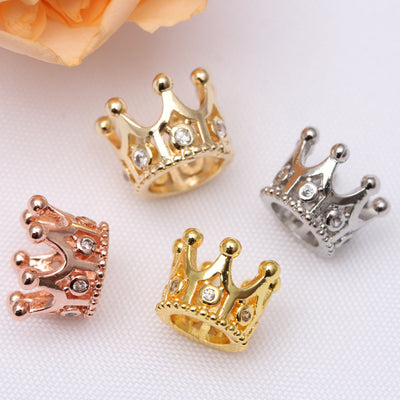 Gold Silver Plated Copper Crown Shape Beads 8x10mm 10pcs