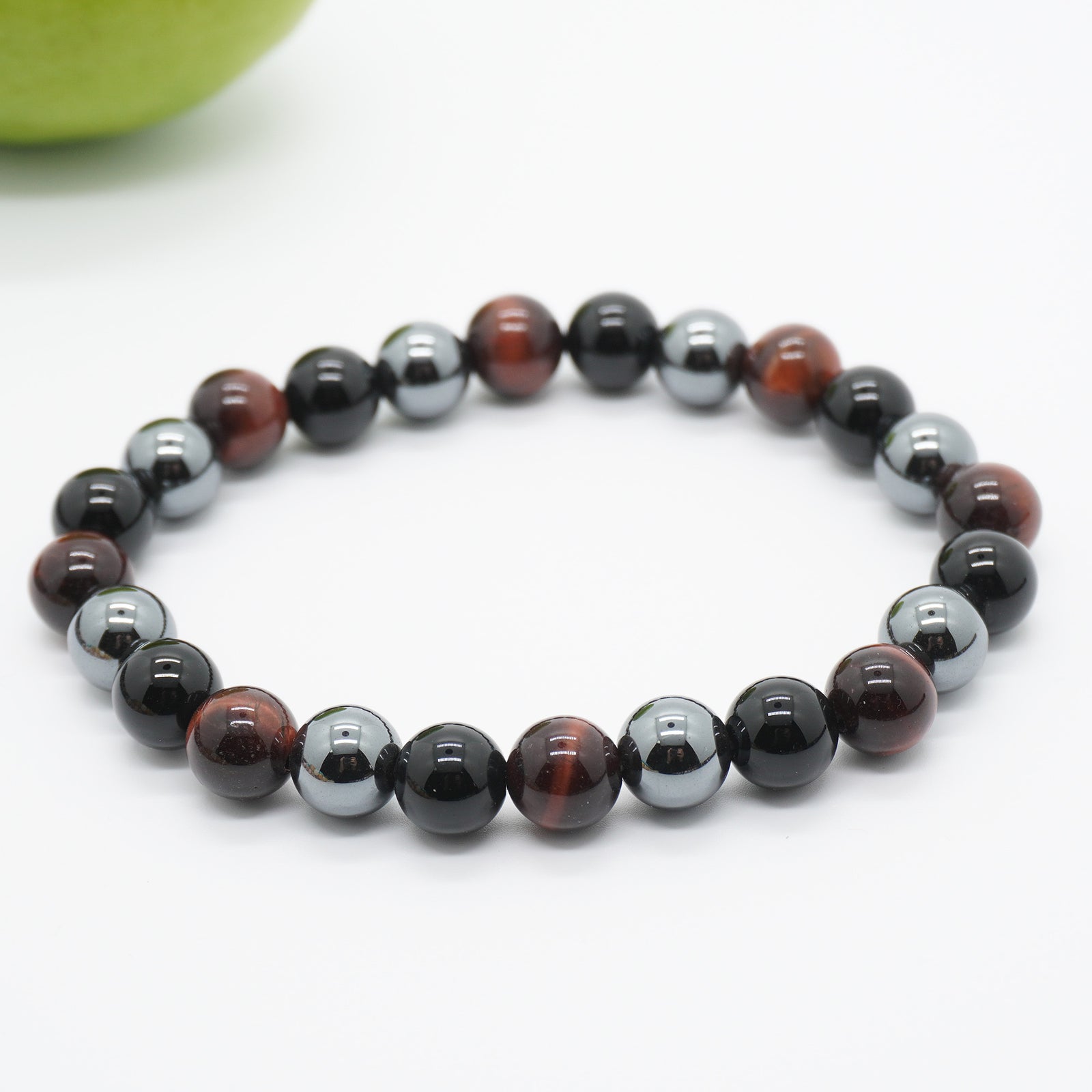 Armbånd med blandede onyx-tigerøje-hæmatitstenperler 20 cm