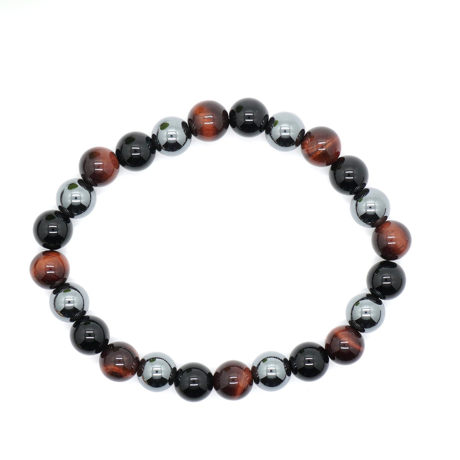 Armbånd med blandede onyx-tigerøje-hæmatitstenperler 20 cm