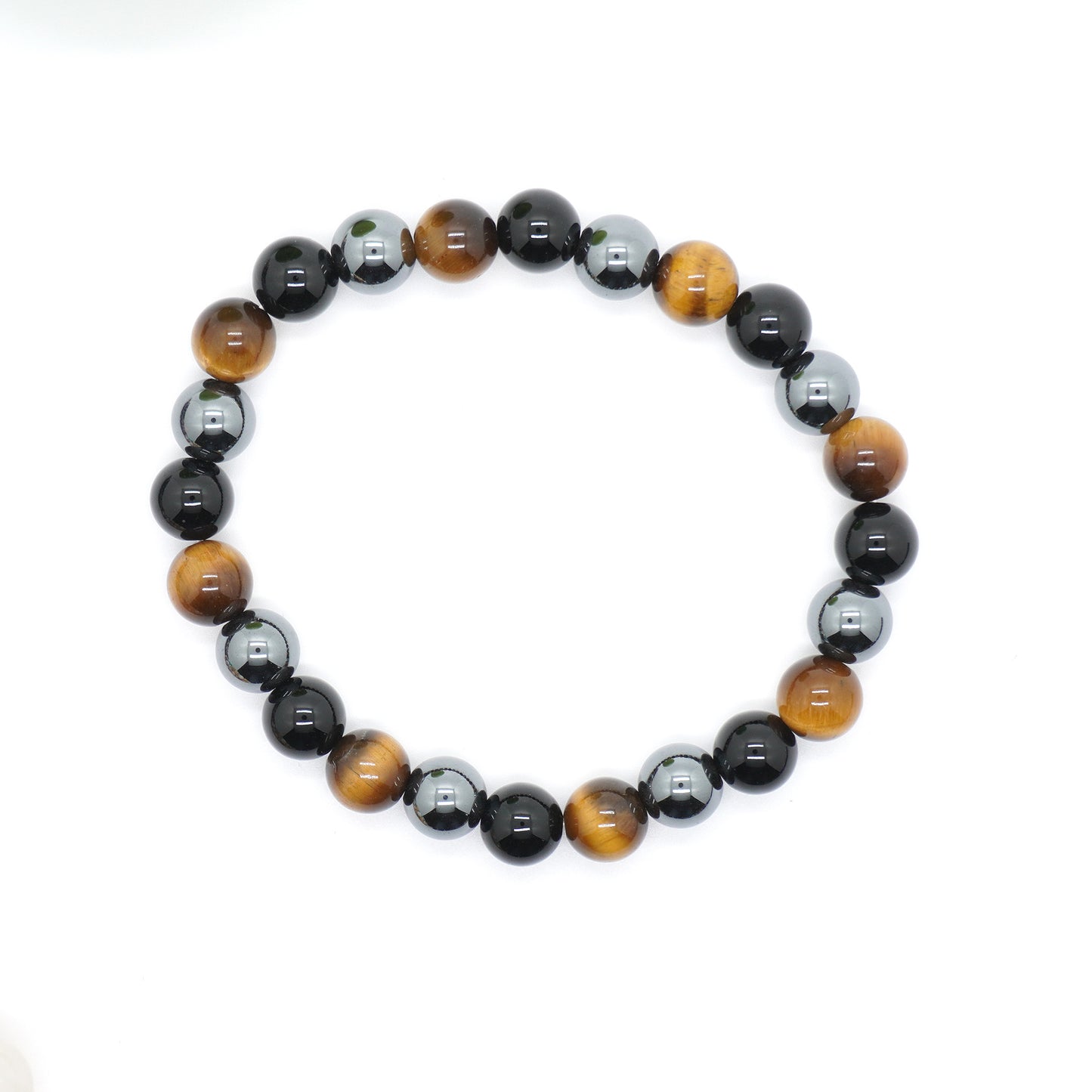 Mix Onyx Tiger Eye Hematite Stone Beads Bracelet 8''