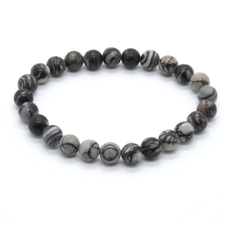Black Silk Jasper Bracelet 8''